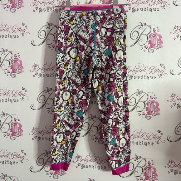 Barbie jogger waffle knit pants makeup printed design pink blue yellow black - Picture 3 of 6